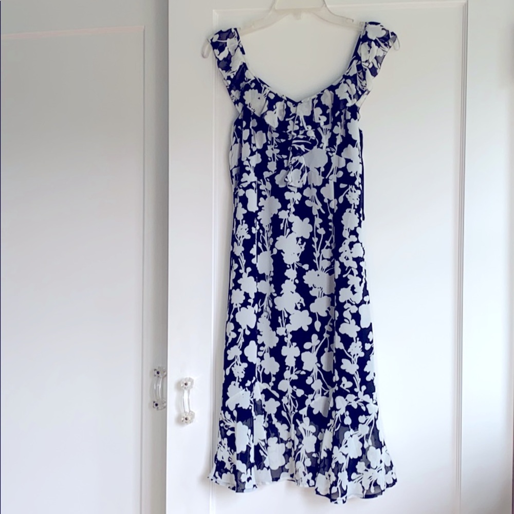 Loft Black and White Floral Dress